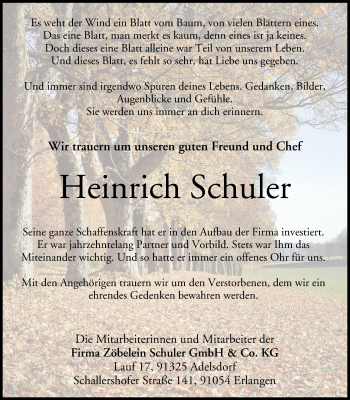 Anzeige von Heinrich Schuler von MGO