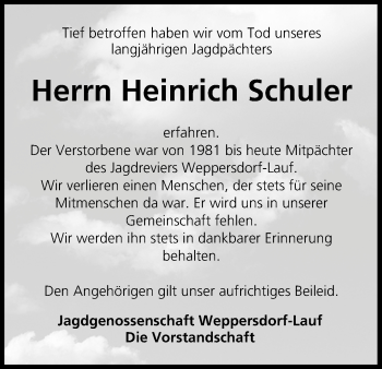 Anzeige von Heinrich Schuler von MGO