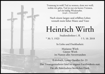 Anzeige von Heinrich Wirth von MGO