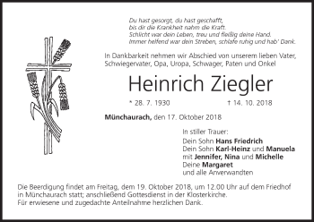 Anzeige von Heinrich Ziegler von MGO