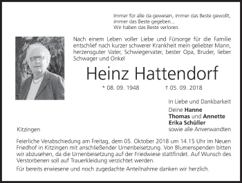 Anzeige von Heinz Hattendorf von MGO