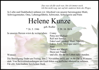 Anzeige von Helene Kunze von MGO