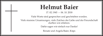 Anzeige von Helmut Baier von MGO