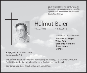 Anzeige von Helmut Baier von MGO