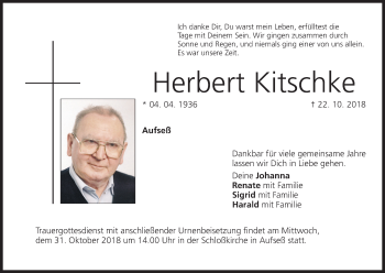 Anzeige von Herbert Kitschke von MGO