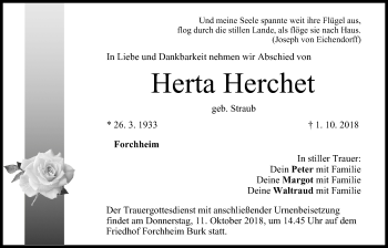 Anzeige von Herta Herchet von MGO