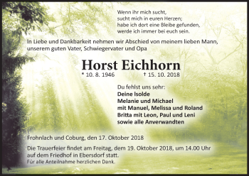 Anzeige von Horst Eichhorn von MGO