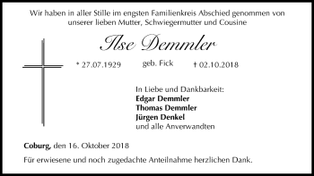 Anzeige von Ilse Demmler von MGO