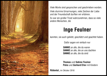 Anzeige von Inge Feulner von MGO