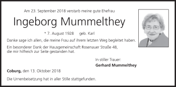 Anzeige von Ingeborg Mummelthey von MGO