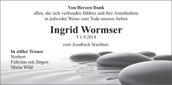 Anzeige von Ingrid Wormser von MGO