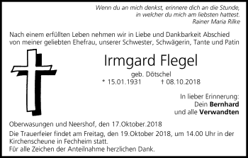Anzeige von Irmgard Flegel von MGO