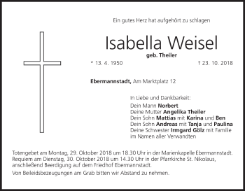 Anzeige von Isabella Weisel von MGO
