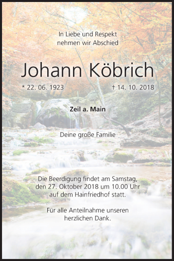 Anzeige von Johann Köbrich von MGO