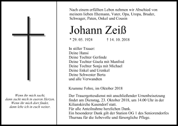 Anzeige von Johann Zeiß von MGO