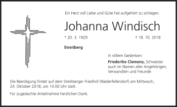 Anzeige von Johanna Windisch von MGO