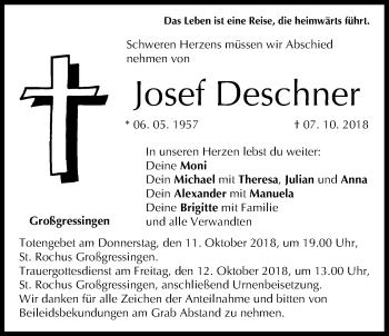 Anzeige von Josef Deschner von MGO