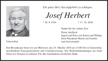 Anzeige von Josef Herbert von MGO