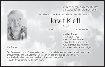 Anzeige von Josef Kiefl von MGO