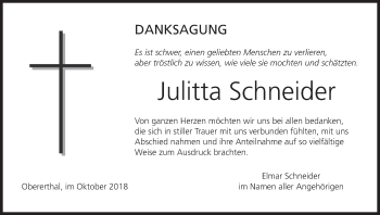 Anzeige von Julitta Schneider von MGO