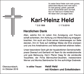 Anzeige von Karl-Heinz Held von MGO