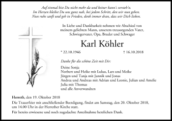 Anzeige von Karl Köhler von MGO