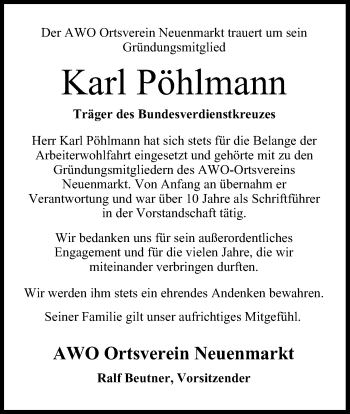 Anzeige von Karl Pöhlmann von MGO