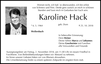 Anzeige von Karoline Hack von MGO