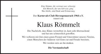 Anzeige von Klaus Römmelt von MGO