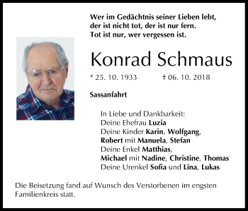 Anzeige von Konrad Schmaus von MGO