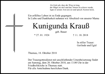 Anzeige von Kunigunda Krauß von MGO