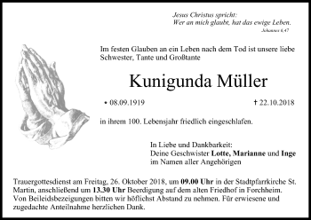 Anzeige von Kunigunda Müller von MGO