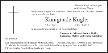 Anzeige von Kunigunde Kugler von MGO