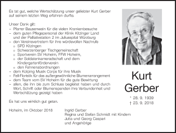 Anzeige von Kurt Gerber von MGO