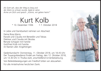 Anzeige von Kurt Kolb von MGO