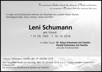 Anzeige von Leni Schumann von MGO