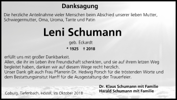 Anzeige von Leni Schumann von MGO