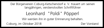 Anzeige von Leonhard Pöpperl von MGO