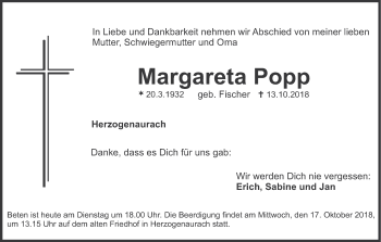 Anzeige von Margareta Popp von MGO