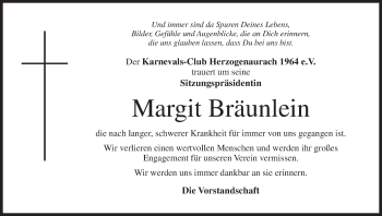 Anzeige von Margit Bräunlein von MGO