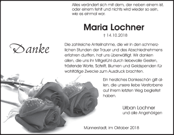 Anzeige von Maria Lochner von MGO