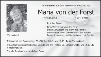 Anzeige von Maria von der Forst von MGO