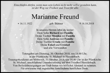 Anzeige von Marianne Freund von MGO