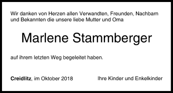 Anzeige von Marlene Stammberger von MGO