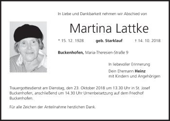 Anzeige von Martina Lattke von MGO