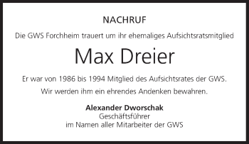 Anzeige von Max Dreier von MGO