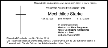 Anzeige von Mechthilde Starke von MGO