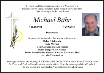 Anzeige von Michael Bähr von MGO