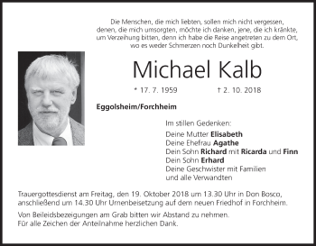 Anzeige von Michael Kalb von MGO