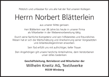 Anzeige von Norbert  Blätterlein von MGO